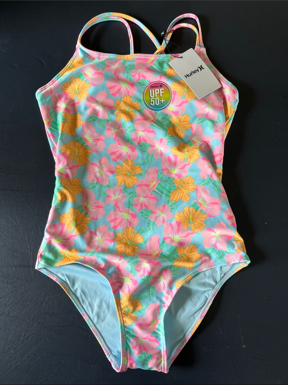 Hurley Floral One-Piece Swimsuit in Pink, Yellow & Aqua